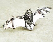 Bat Tie Pin. Antiqued Pewter Tie Tack Pin