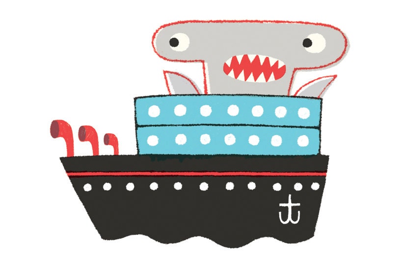 HAMMERSHIP: 4x6inch, 5 color screenprint