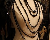 Modern Mourning Variation. Large Black Jet and leather collar and shoulder piece. - To order