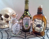 SPIDER Venom BEETLE Juice and Jar of FLIES potion poison 3 bottles halloween