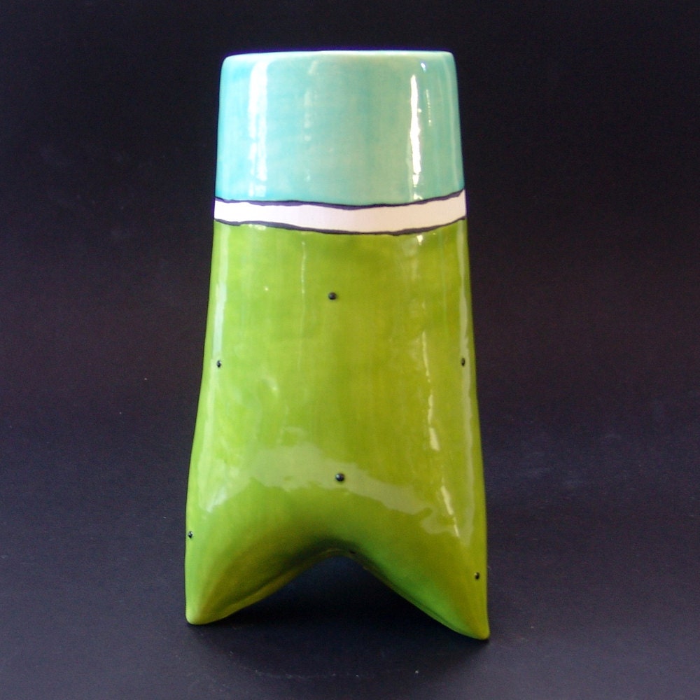 lime & turquoise vase for home decor