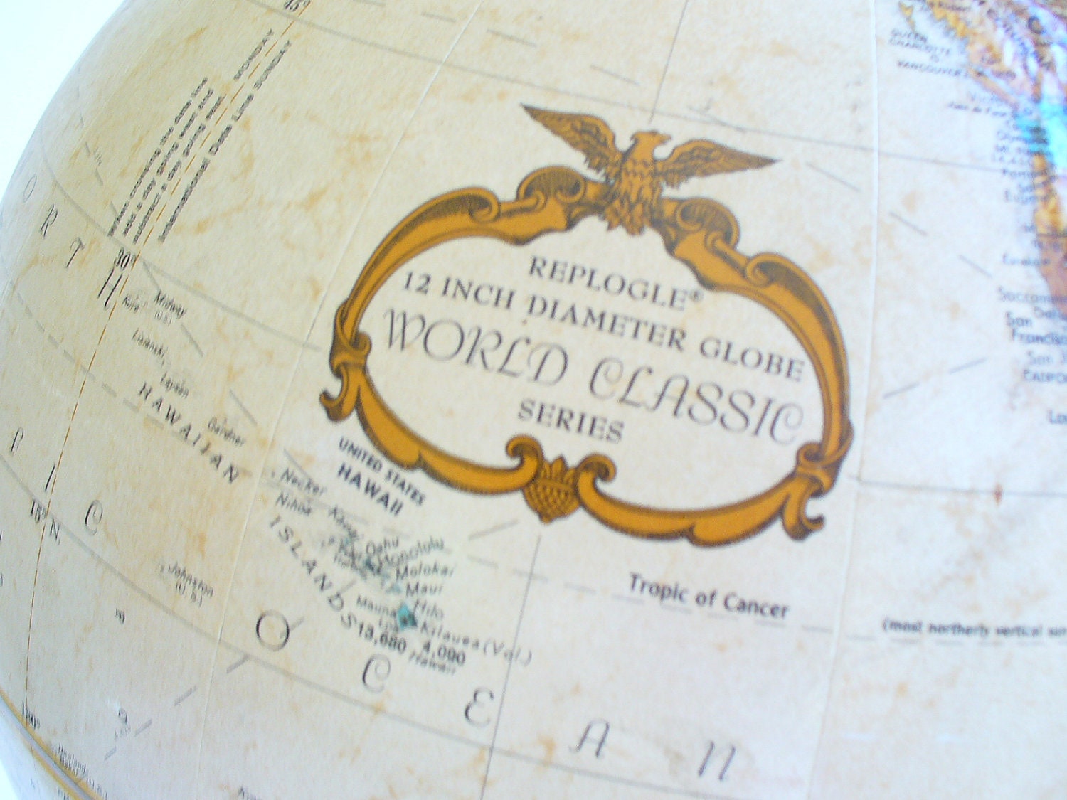 Vintage Replogle Globe World Classic Floor Stand / Sepia