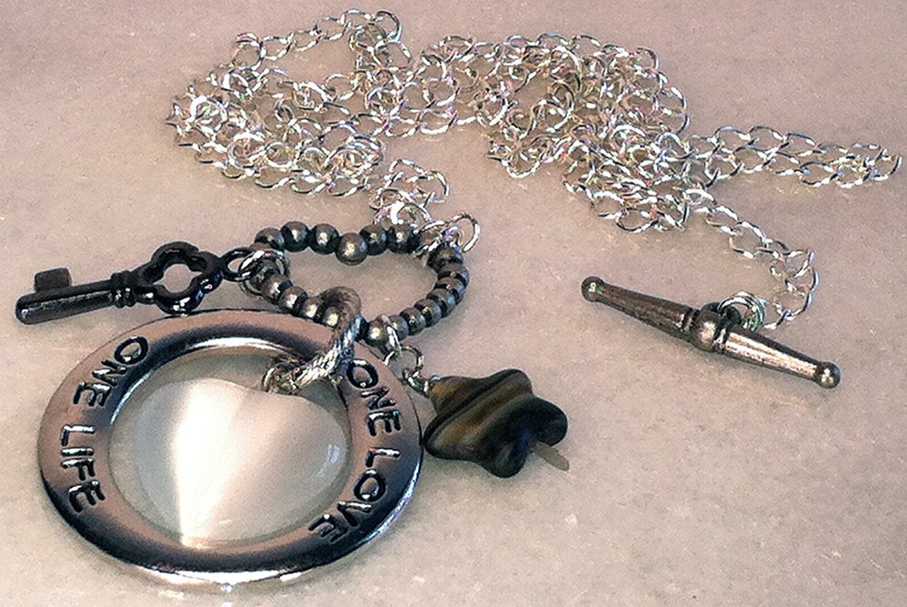 Charm Necklace Silver Chain Gunmetal Key Glass Star Lariat Jewelry Heart Clasp 1322