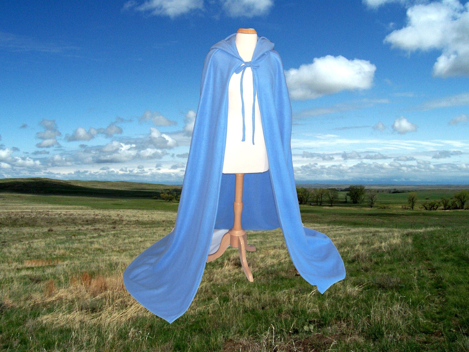 Cloak Blue Hooded Fleece Cape Renaissance by MWestDesigns