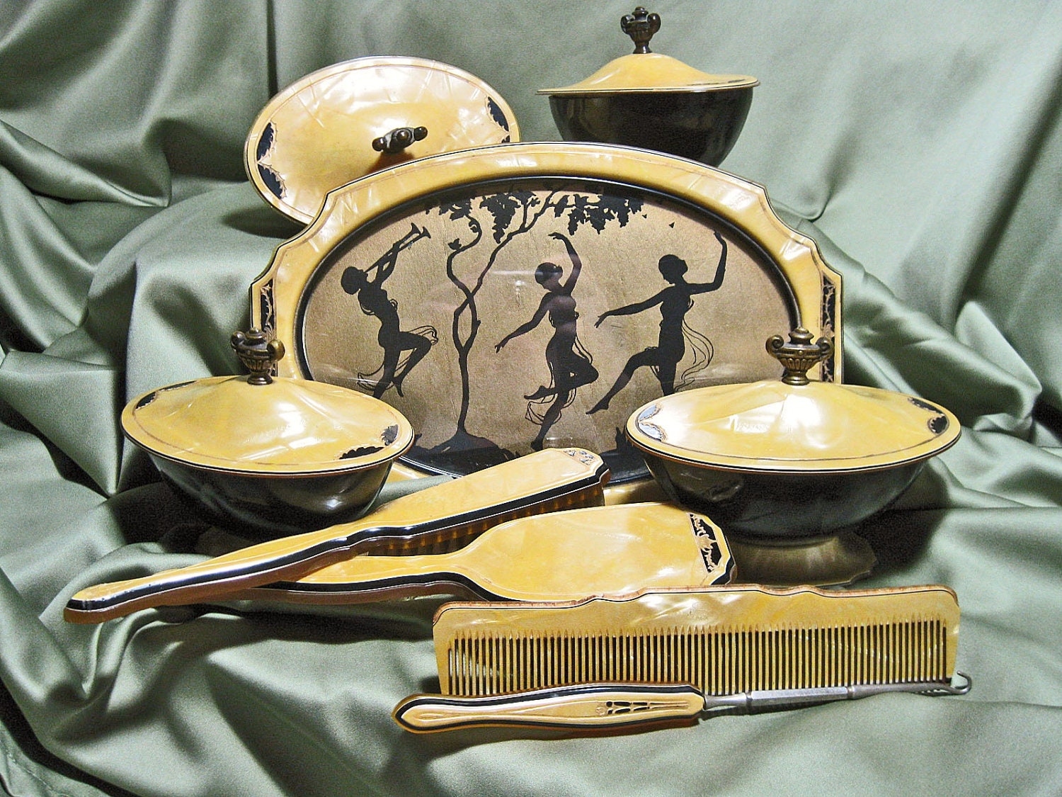 Vintage Art Deco Vanity Set Celluloid