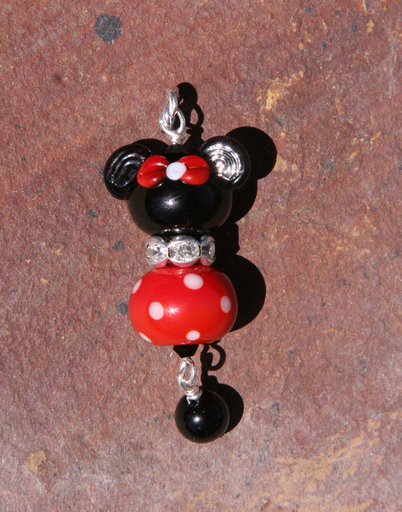 Disney Inspired Pendant Mickey Minnie Mouse Style SRA Lampwork DeSIGNeR Castle Princess Magical