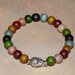 Tibetan Buddha/Buddhism 21 Count Multi Color Wood Silver (Mala) Unisex Bracelet