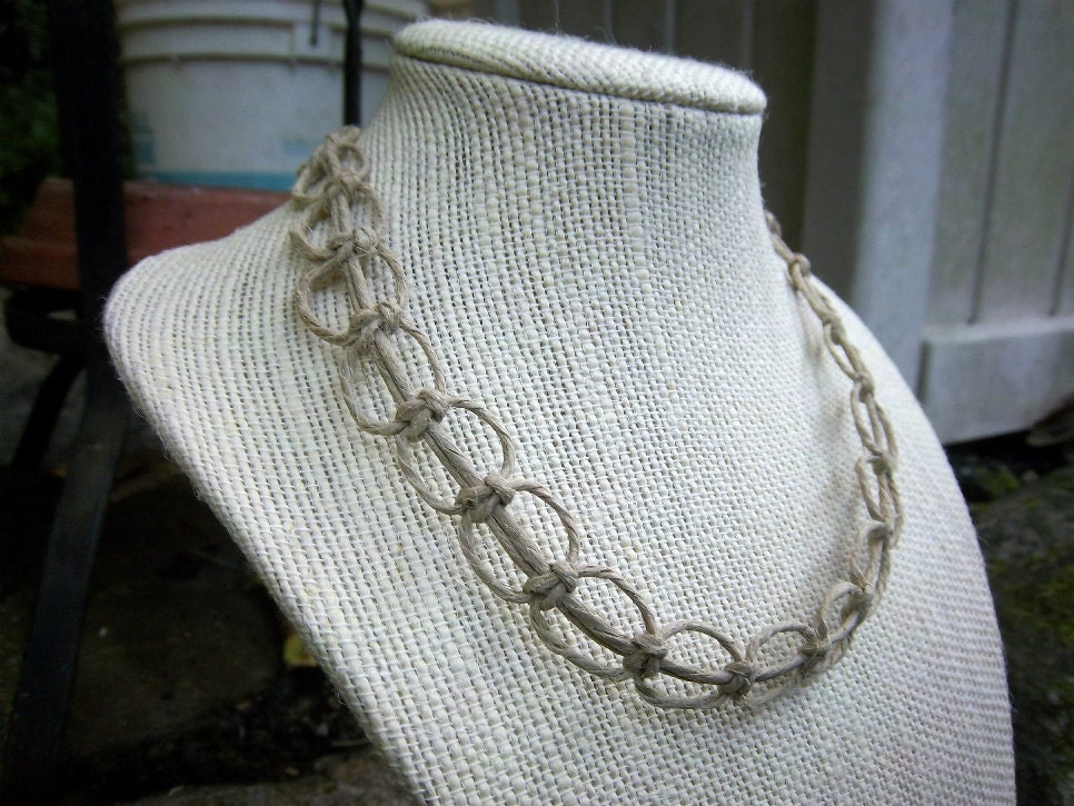 Natural Open Square Knot Hemp Choker Necklace
