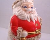 Vintage Made in Japan Spaghetti Trim Santa Bank