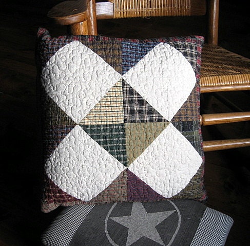 quilted reversible pillow cover - echo:home goods no. 43 -  20x20 - diamonds in the rough - ready to ship