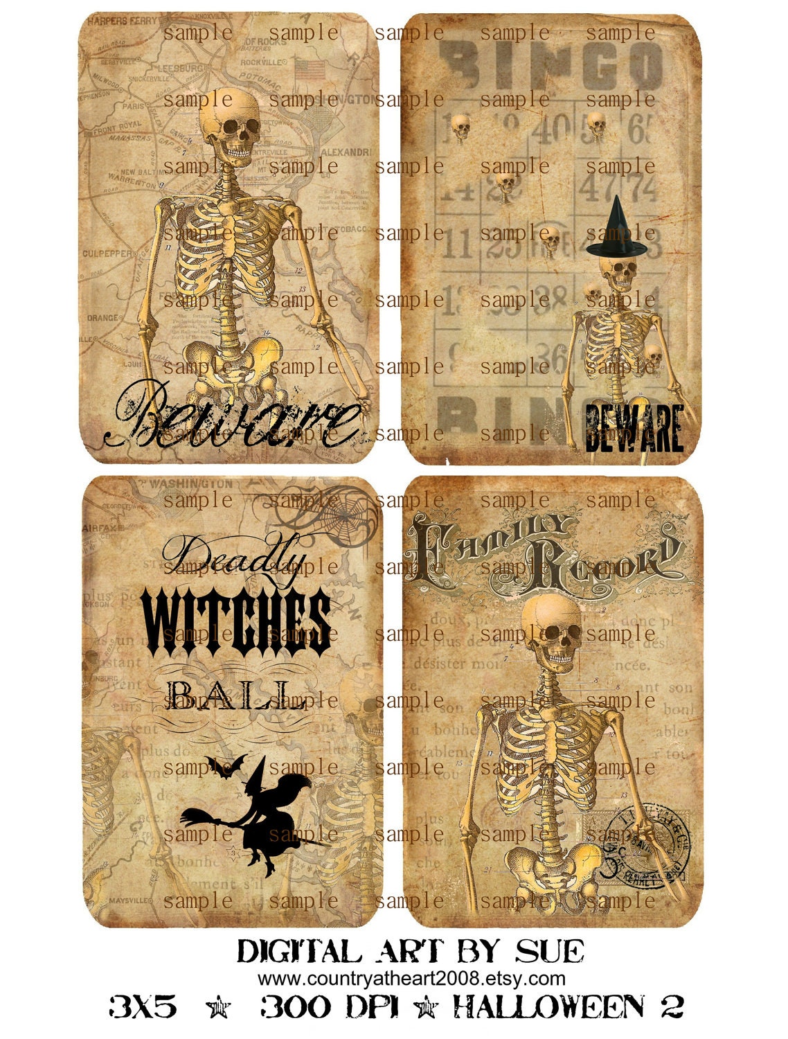 Halloween 2-  Digital Download - Printable  Digital Collage Sheet