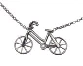 Bicycle Necklace. Handmade in Silver. With turning wheels.