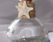 Wedding Sand Keepsake Bottle trimmed with raffia and natural knobby Starfish-