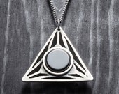 SALE- COSMIC-silver triangle with onyx necklace