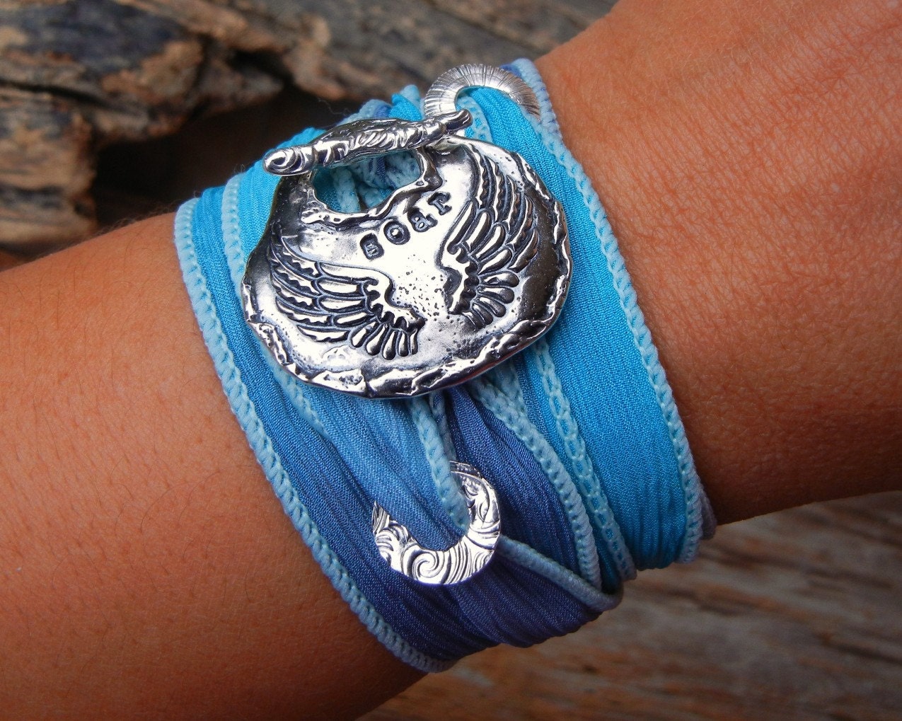 Sterling Silver Jewelry Gift for Women, READY to SHIP Gift for Her, Cool Jewelry, Sterling Silver Silk Wrap Bracelet, 10 Designs READY