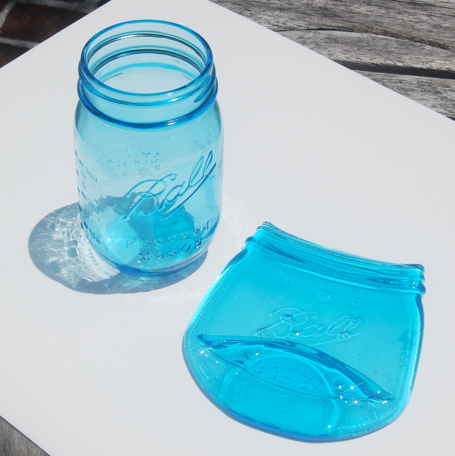 Blue Ball Mason Canning Jar  Eco Friendly Spoon Rest - Bridesmaid Gift Vintage Style