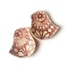Pottery Bird Bowl Duo Deep Cranberry Red & Cream Vintage Lace Crochet Texture Ring Dish Home decor Christmas Table Decoration Gift under 50