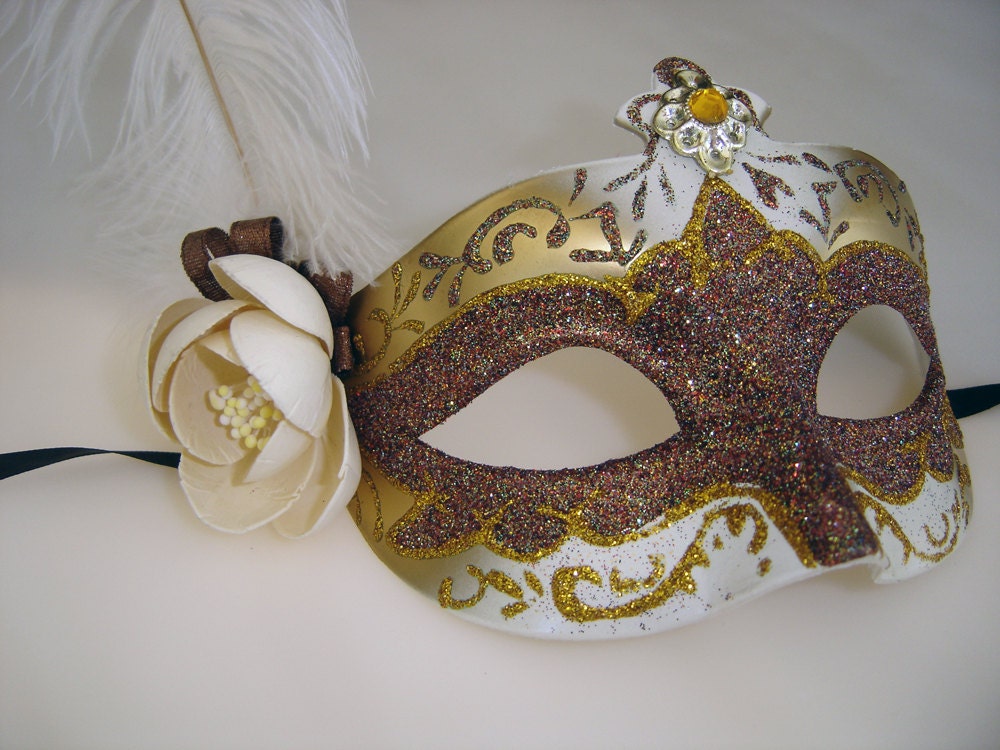 Magnlia and Brown Venetian Mask