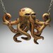 Golden Octopus Mini Necklace - Wearable Art Sculpture
