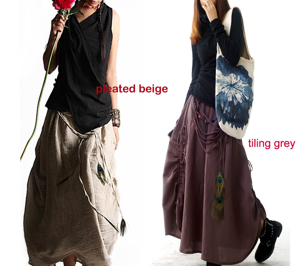 Peacock maxi skirt (Q1028)