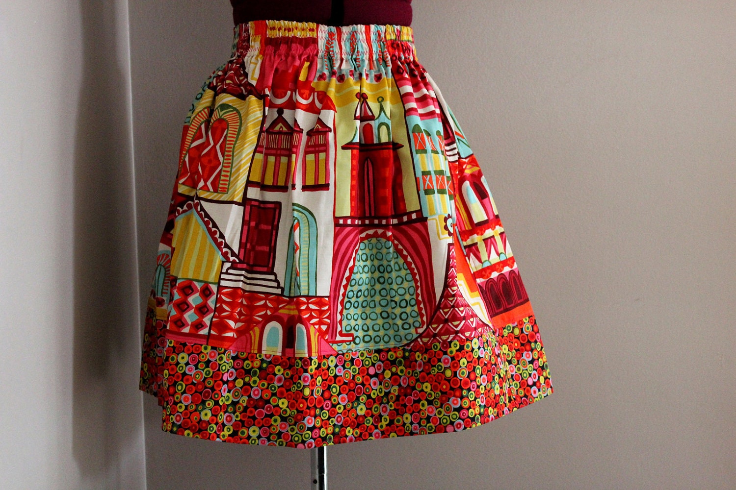 Bright Colored Knee Length Skirt, Colorful Skirt, Womens Skirts, Novelty Skirt