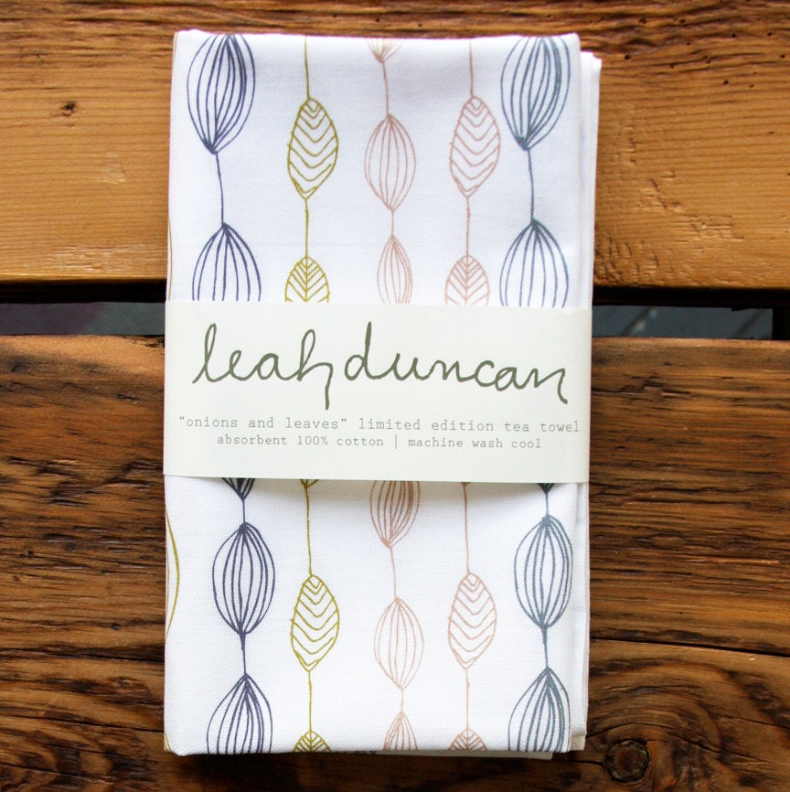 Onions and Leaves Tea Towel