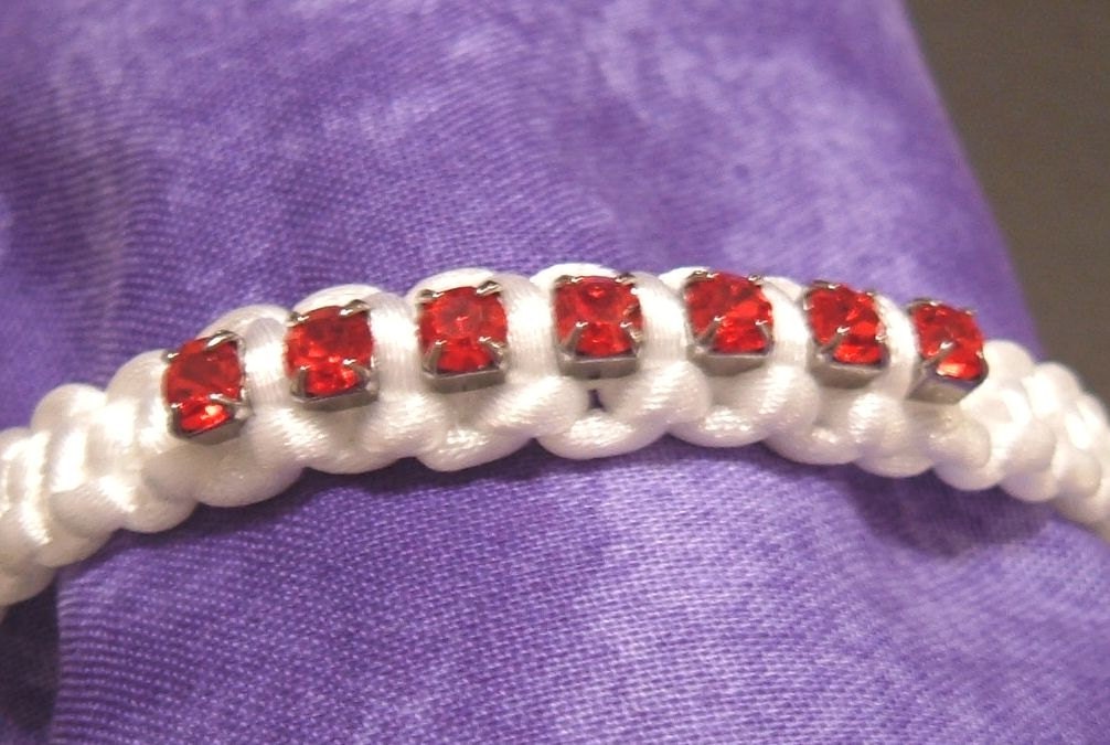 White Satin Rhinestone Bracelet