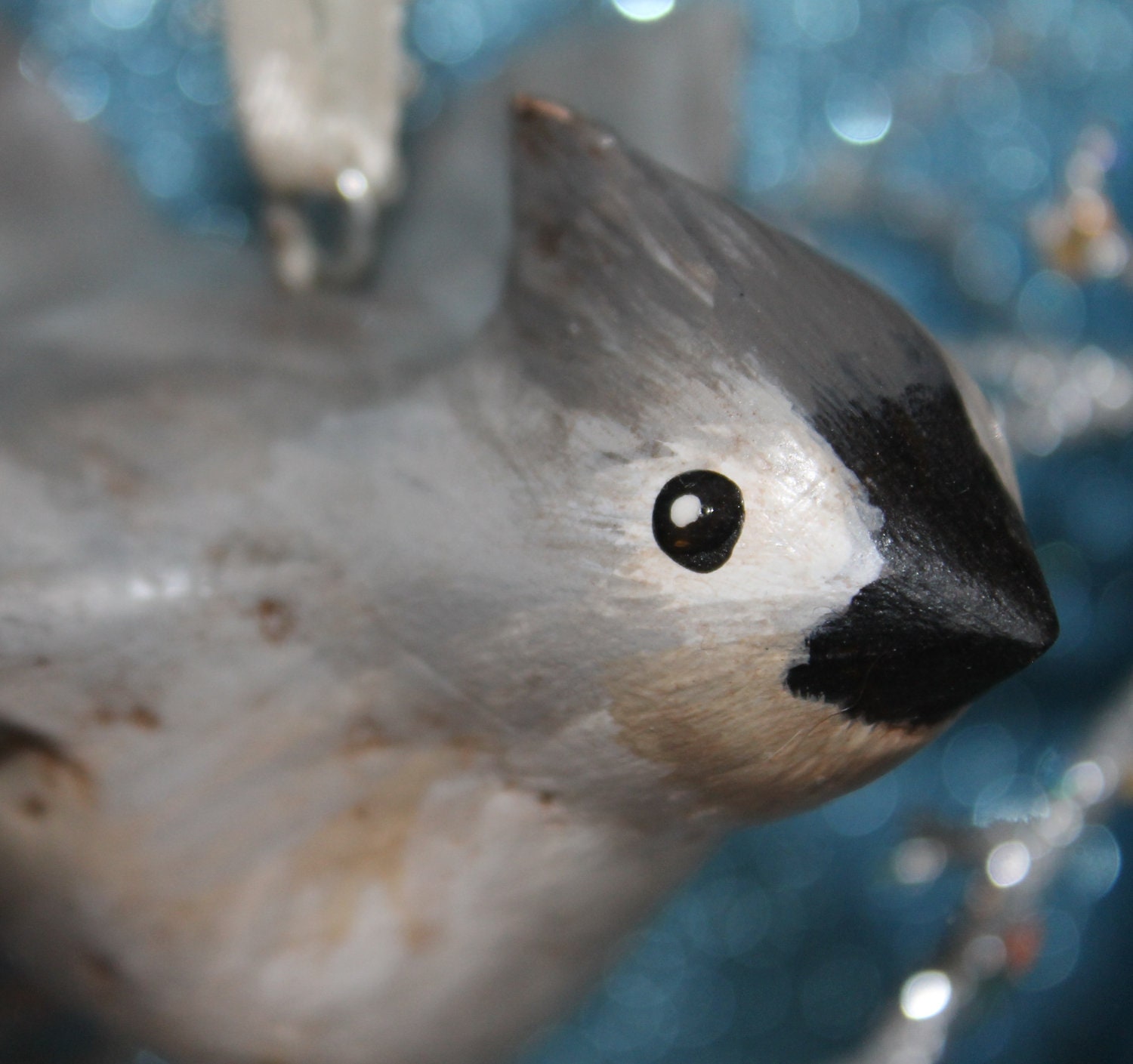 OOAK Tufted Titmouse Paper Clay Ornament