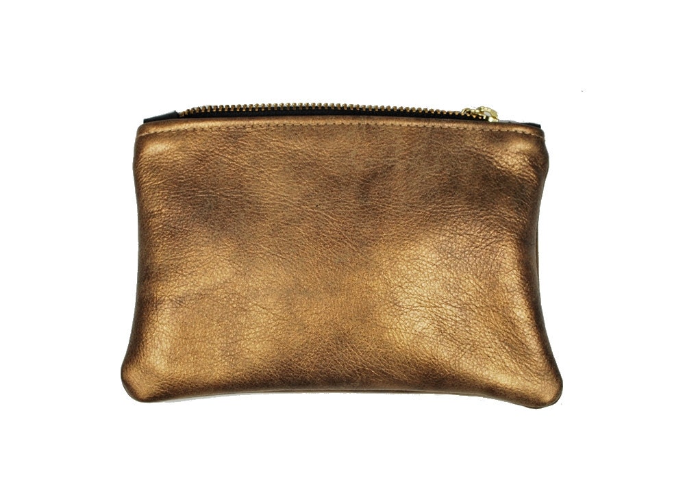 Metallic leather pouch Sahara gold 