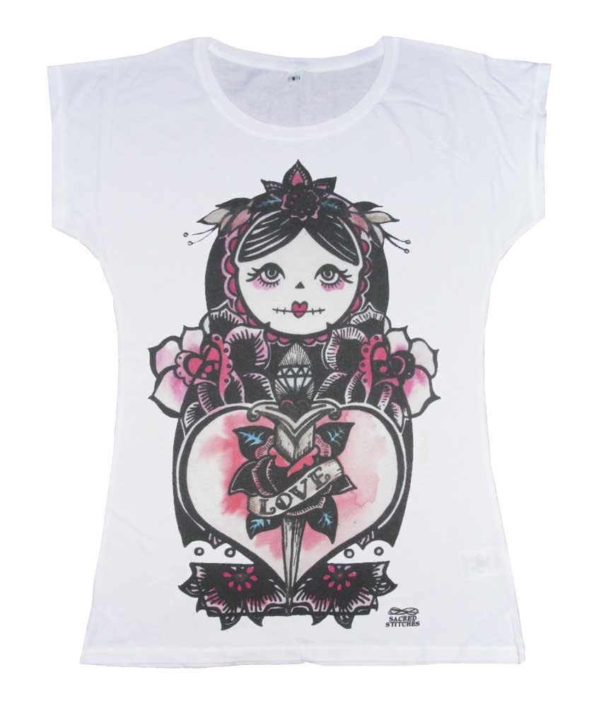 WOMENS T-Shirt, Russian Doll, Tattoo Flash, S/M/L