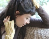 Fingerless Gloves in Lemon Chiffon Yellow - Warm Computer Gloves - Back to school
