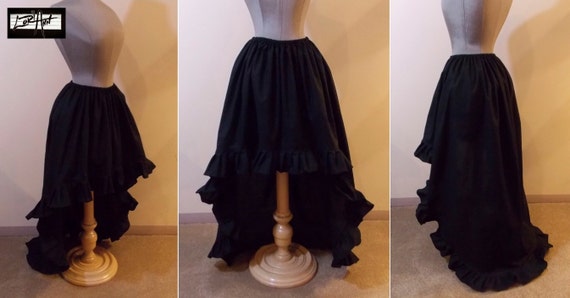 100 Cotton Black High Low Skirt With Ruffle By By Loriann37 8222