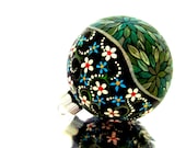 Metallic Green: Hand painted Christmas Ornament Green and Silver - PearlesPainting