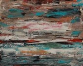 Abstract Acrylic Painting 8x8 Original Contemporary Modern Wrapped Canvas Colorful Green Red white