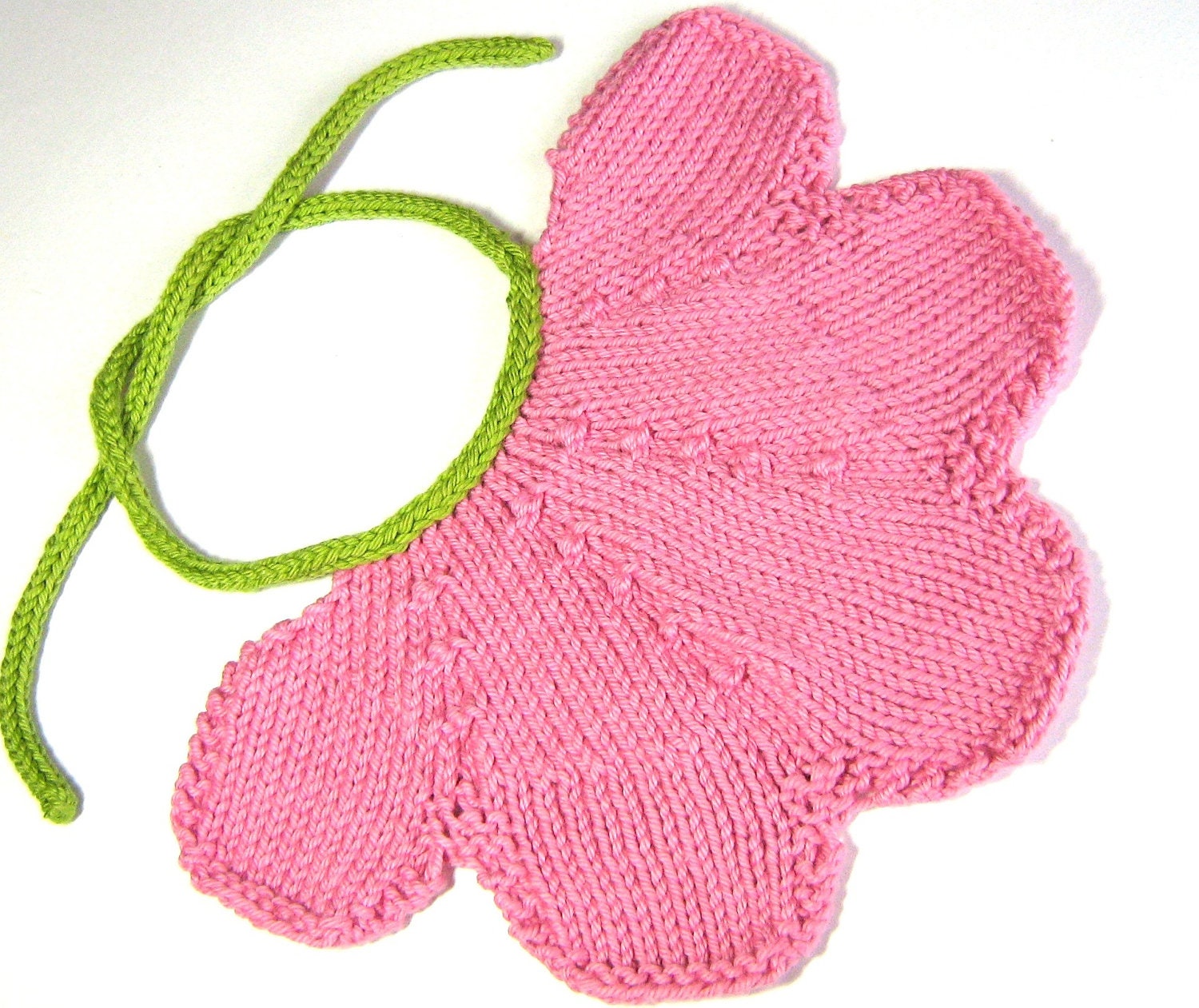 Knit Flower Baby Bibs - Set of 2 - Pink