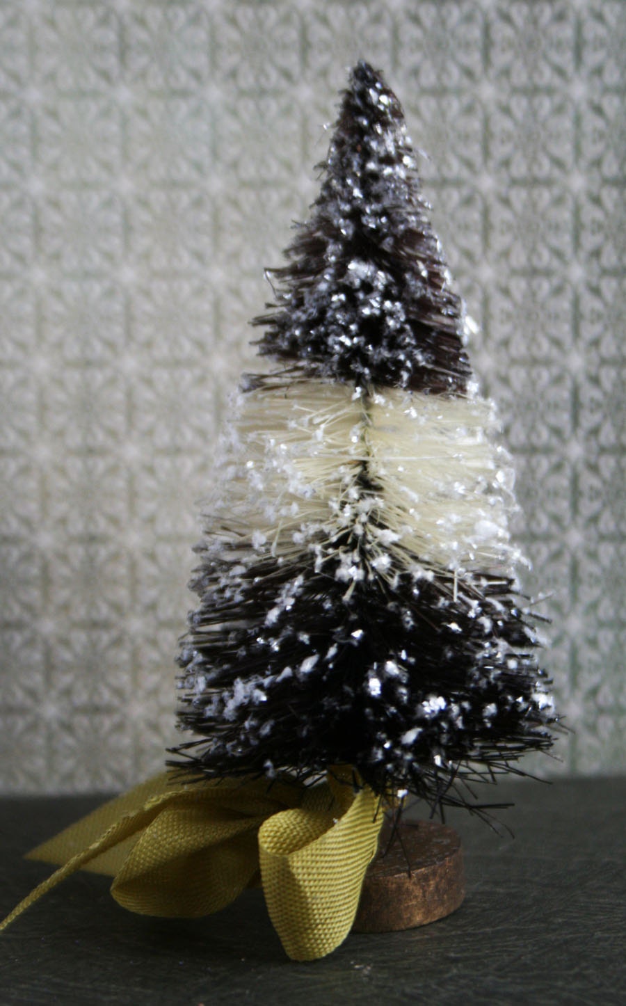 Black and White Striped Vintage Style Halloween Bottle Brush Tree