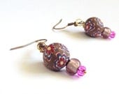 Daisy earrings flowers pink and rose beige
