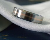 Titanium Rose Gold Inlay Ring Beveled Edges