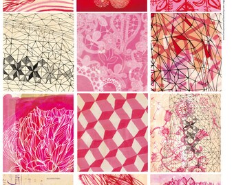 Pretty Pink Tags- Digital Download Set of 12 Sweet William illustrations