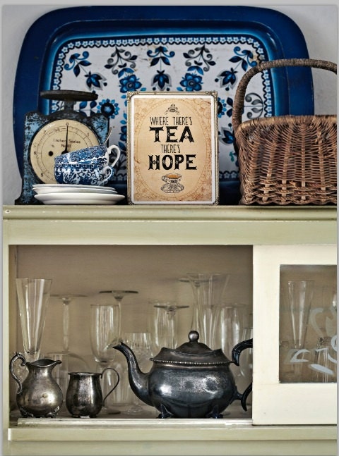 tea and hope - A4 fine art print - a Sweet William illustration on archival paper.