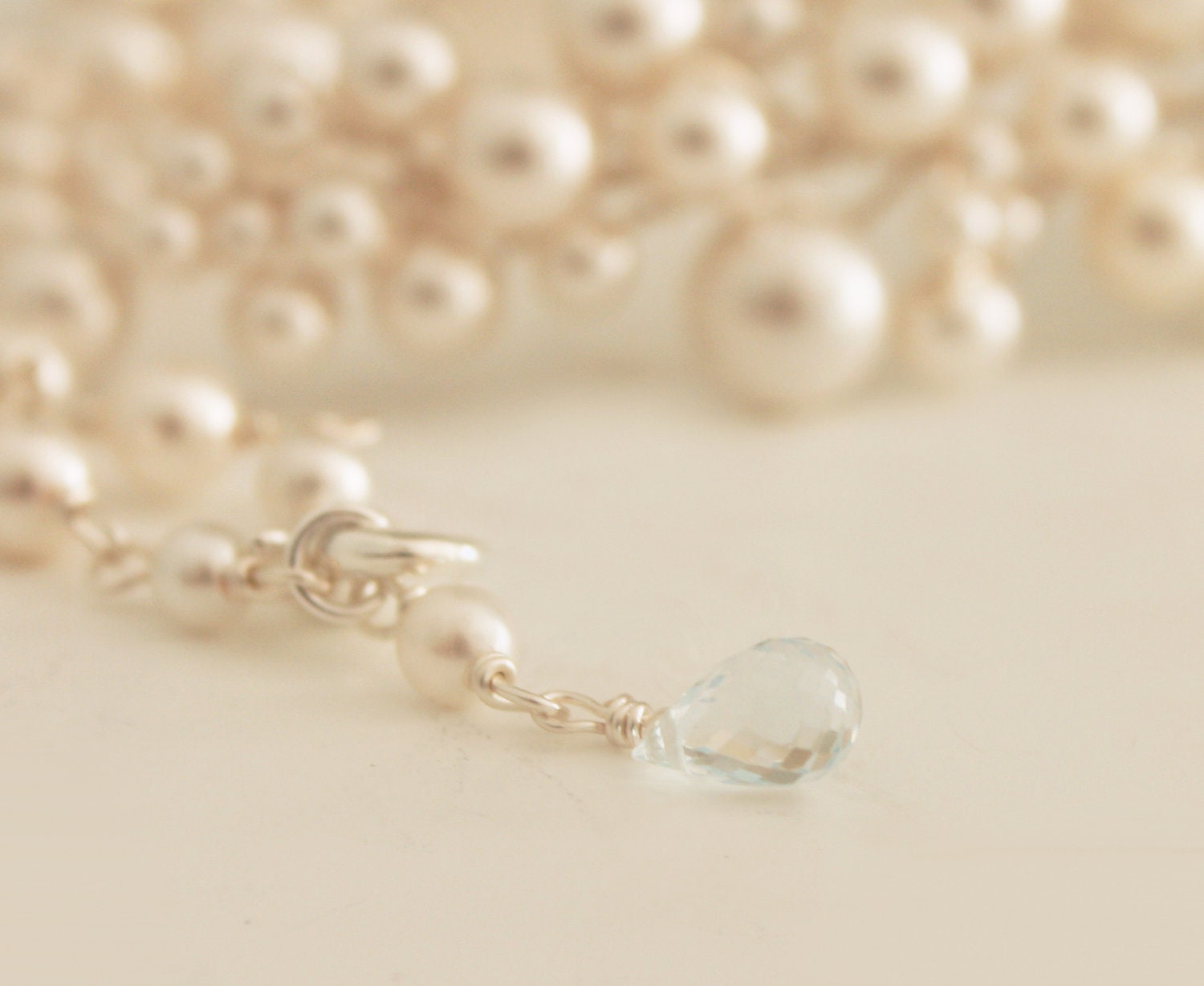 Statement Wedding Necklace Bridal Jewelry Swarovski Pearl "Pearly Girly" Necklace Bridesmaid Jewelry Set includes Ivory Pearl Stud Earrings