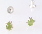 Rough Cut Peridot Post Earrings 2