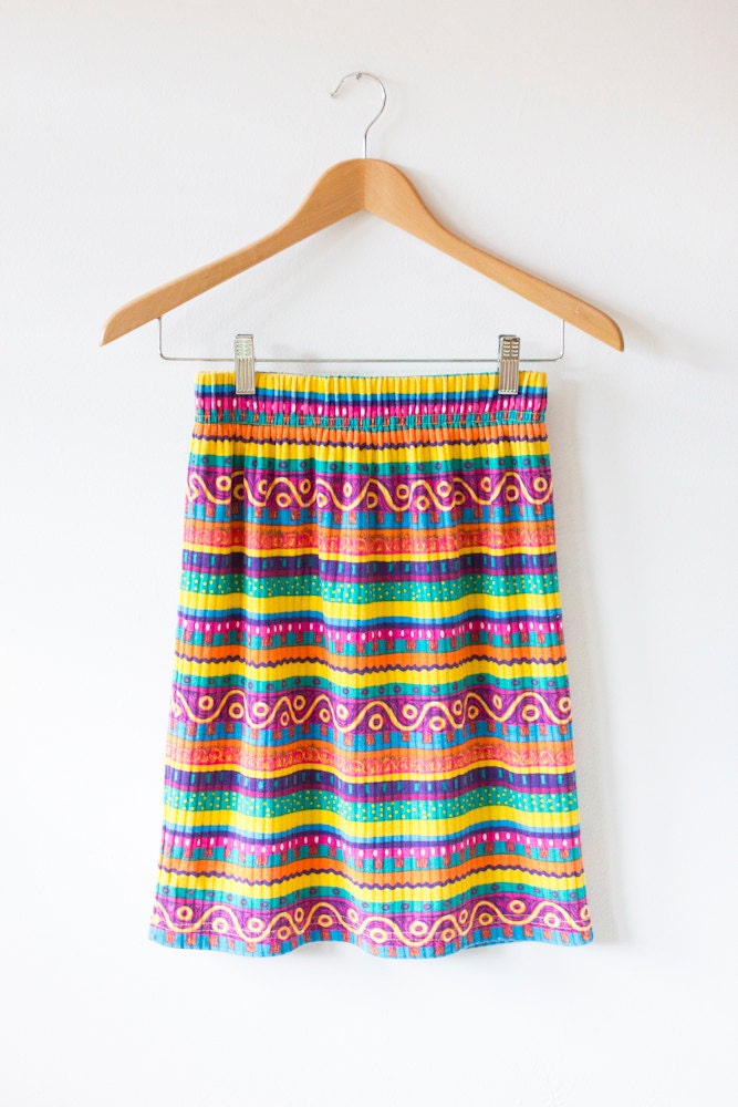 Colorful High Waist Tribal Skirt- Size Small/Medium