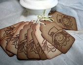 Hand Stamped Tags Scarecrow Harvest Tags Kraft Cardstock Brown Ink  Autumn Fall Straw Hat Thanksgiving