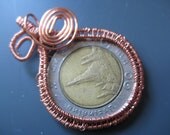Coin jewelry - a wire wrapped coin -  perfect unisex gift for teachers, grand parents coworkers
