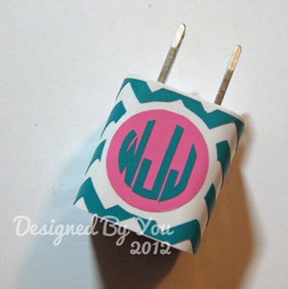 iPhone Wall Charger Chevron Monogram