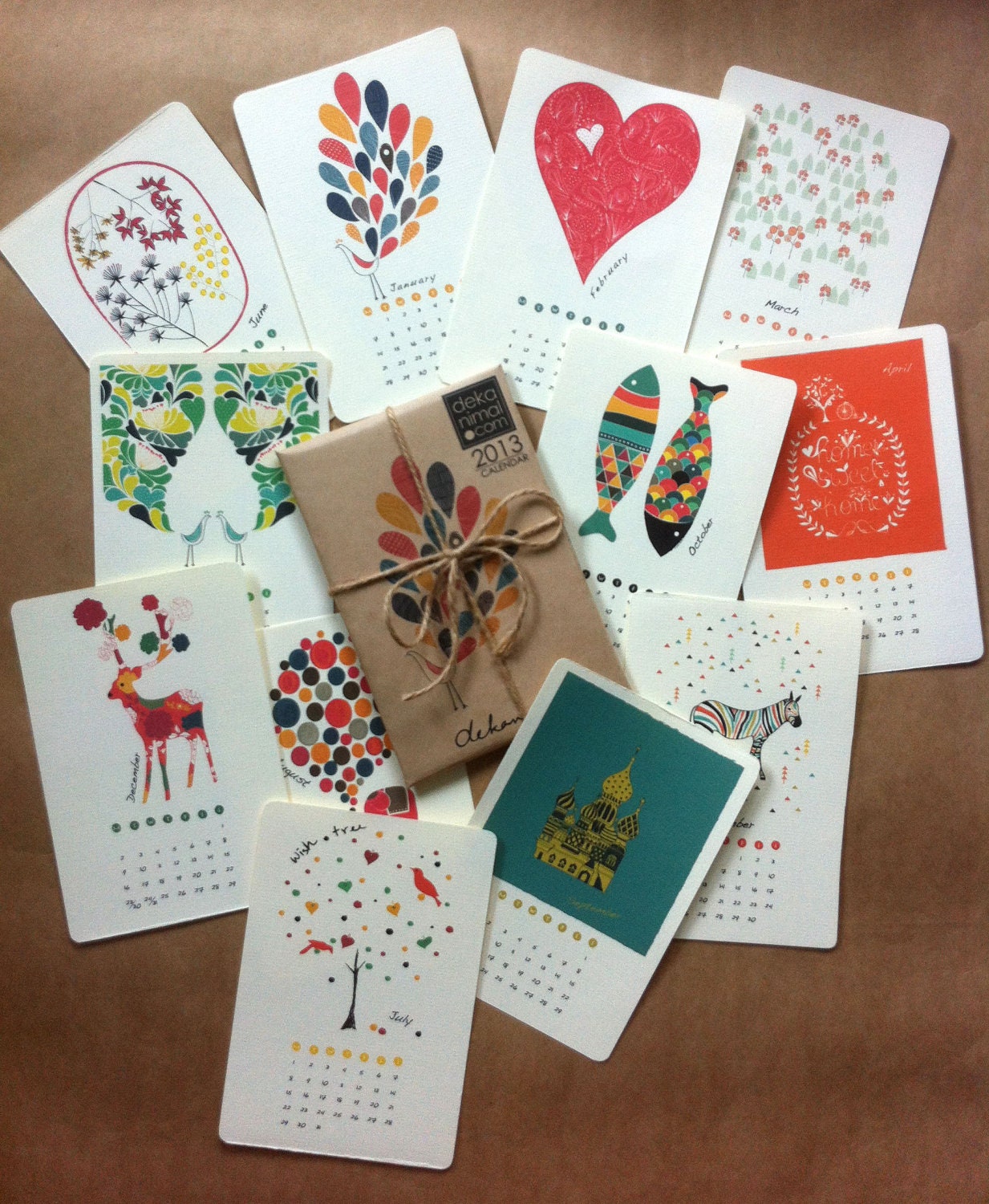 2013 Calendar Mini Gallery - Kraft - Christmas New Year Birthday Anniversay gift - Children Decor Kids Room