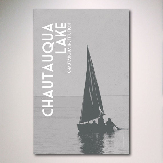 Chautauqua Institution Poster, Chautauqua Lake Poster, Sailboat Poster Vacation Art Print Poster, Travel Art, 12x18 Print