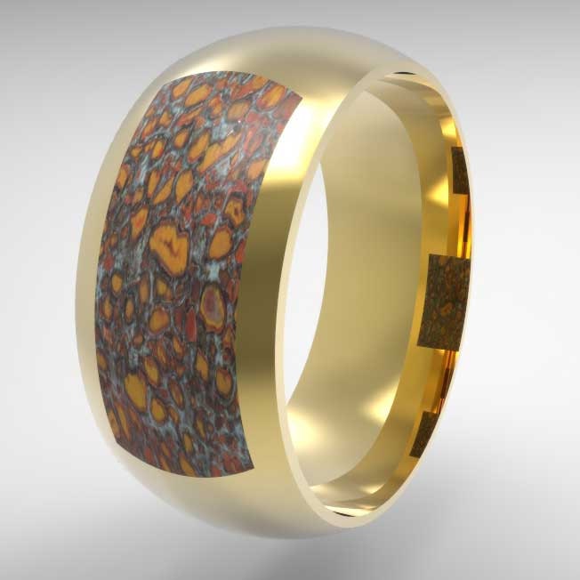 Dinosaur Bone ring made with 18K Yellow Gold