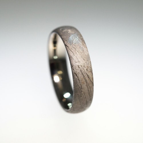 Meteorite Ring Over Titanium Band Brenham Meteorite Masculine Mens Wedding Ring